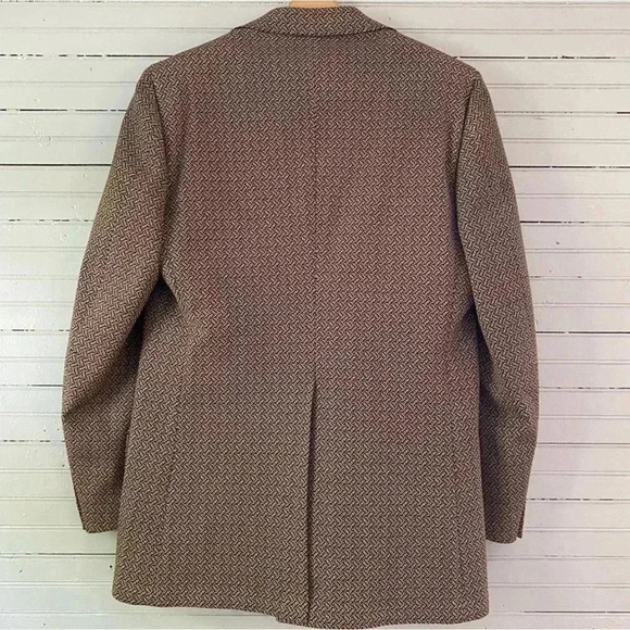 Vintage Curlee Blazer Fitted Jacket Men’s Suit Coat Houndstooth Tweed Academia - Picture 7 of 16
